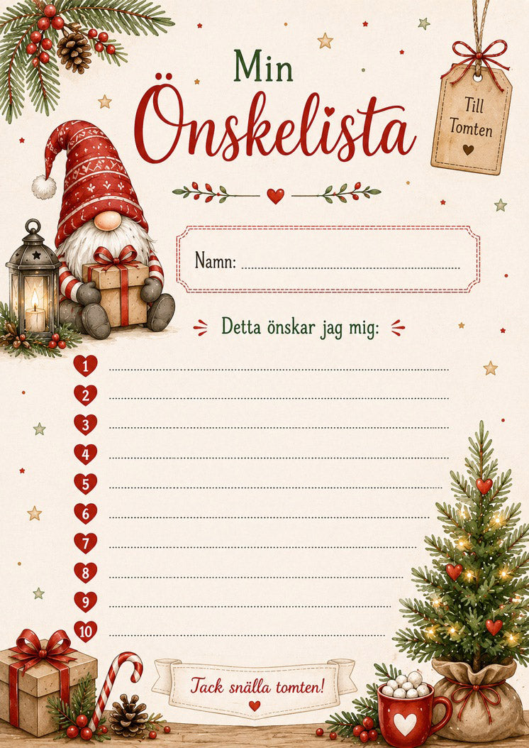 Julig önskelista nr 2 till tomten