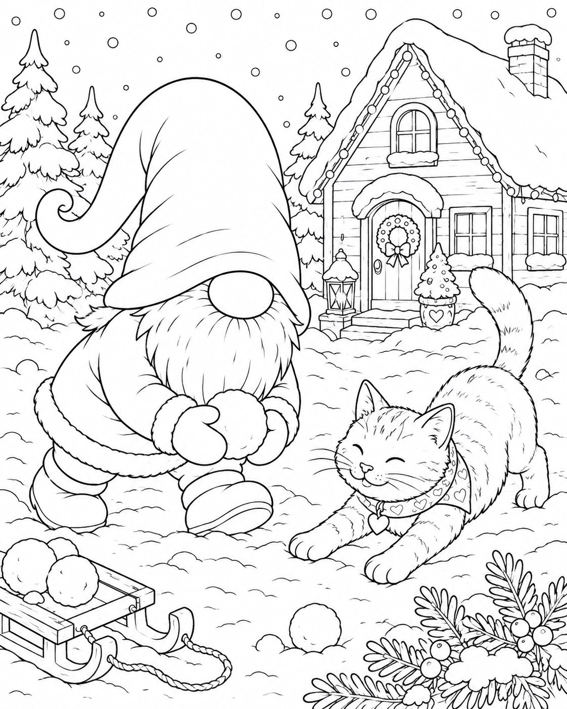 Målarmed med Nisse och katt