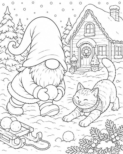 Målarmed med Nisse och katt