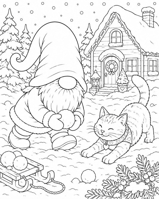 Målarmed med Nisse och katt