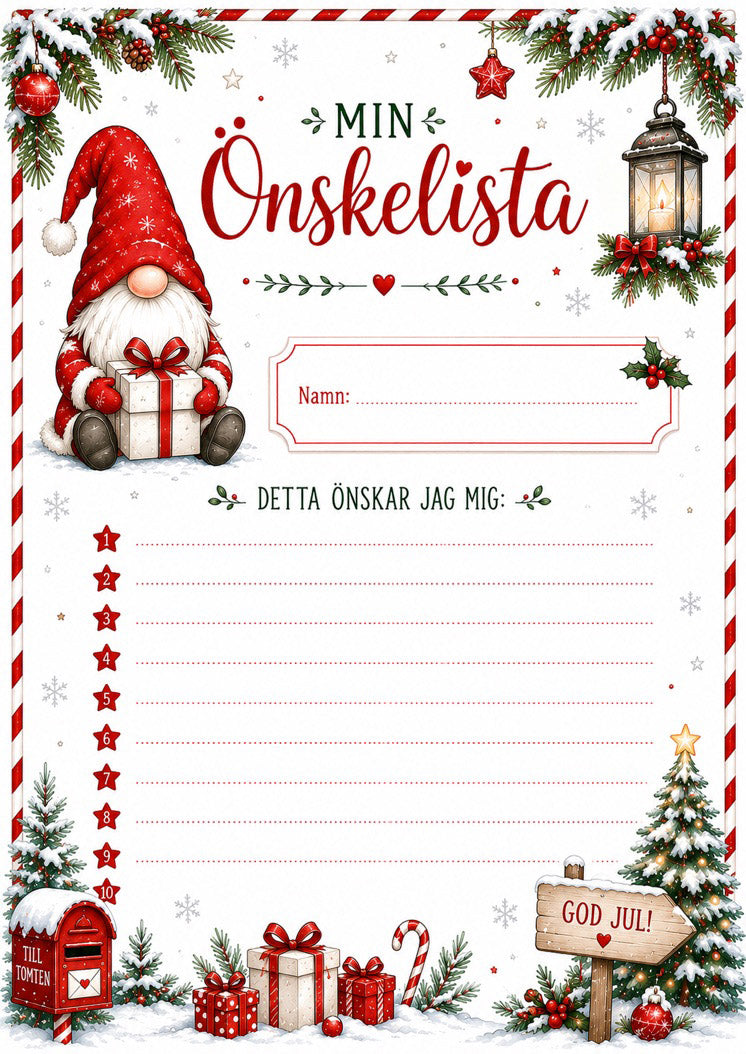 Julig önskelista till tomten